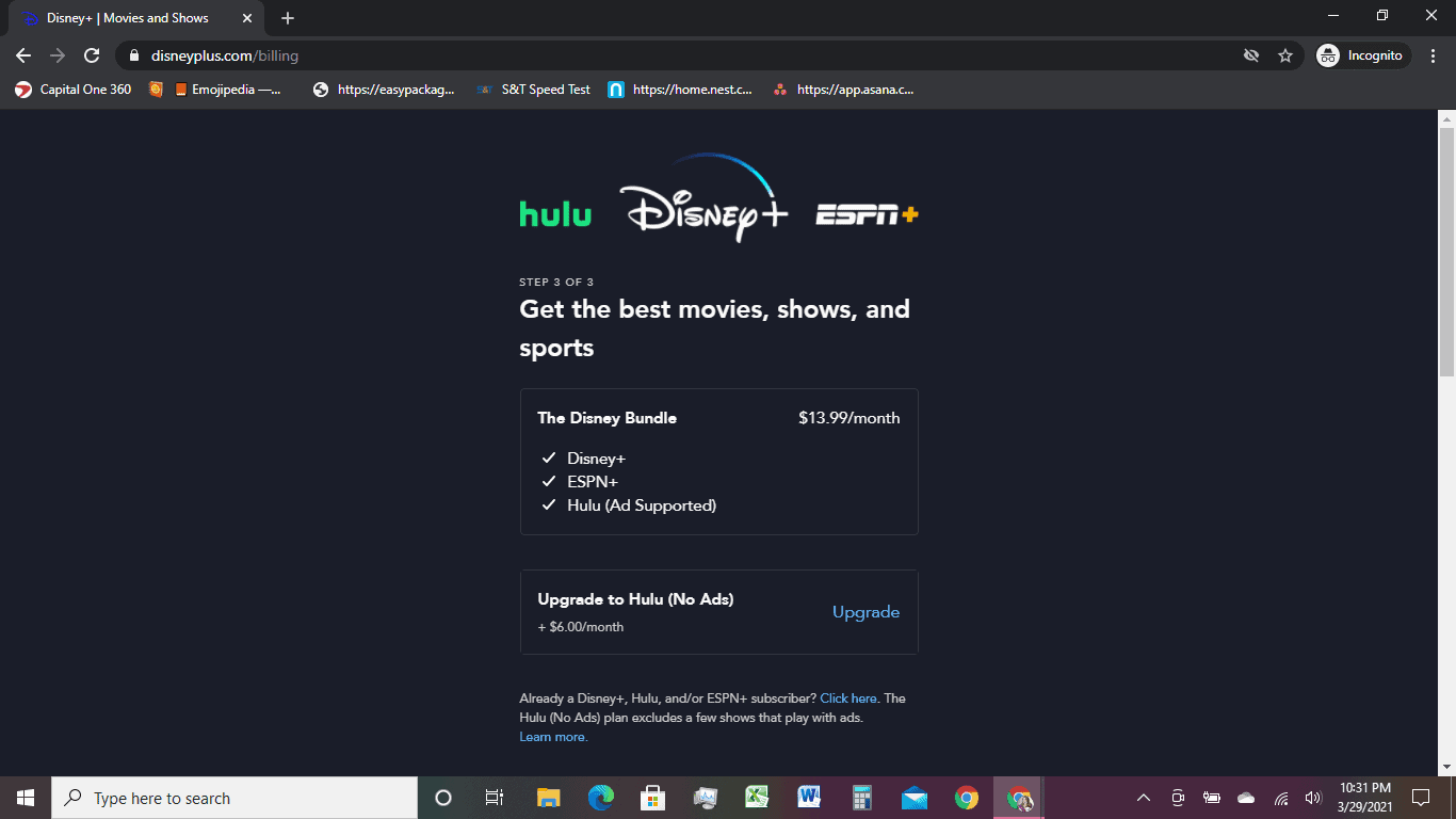 Hulu Disney+ ESPN+ Bundle