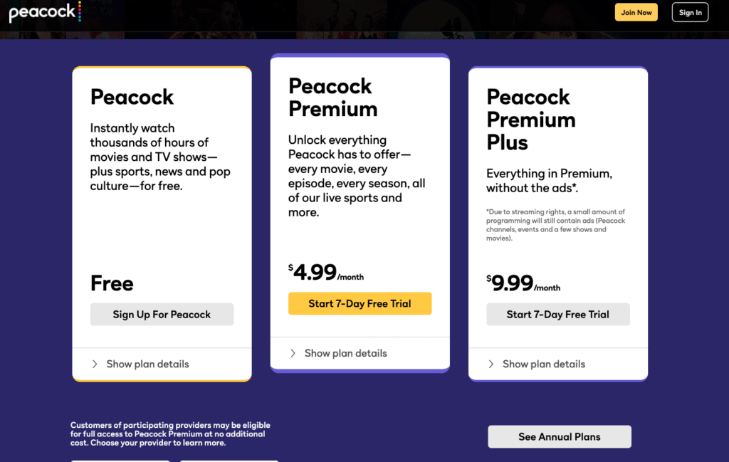 Peacock price
