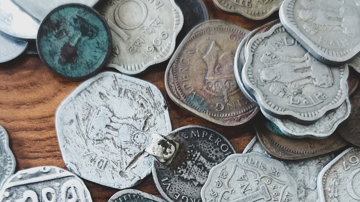 old coins on table